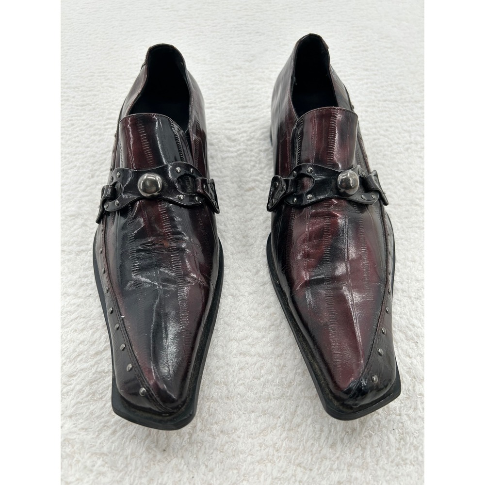 Carrucci by JC Studio Mens Burgundy Eel Embossed Studded Loafers KS806B size 8